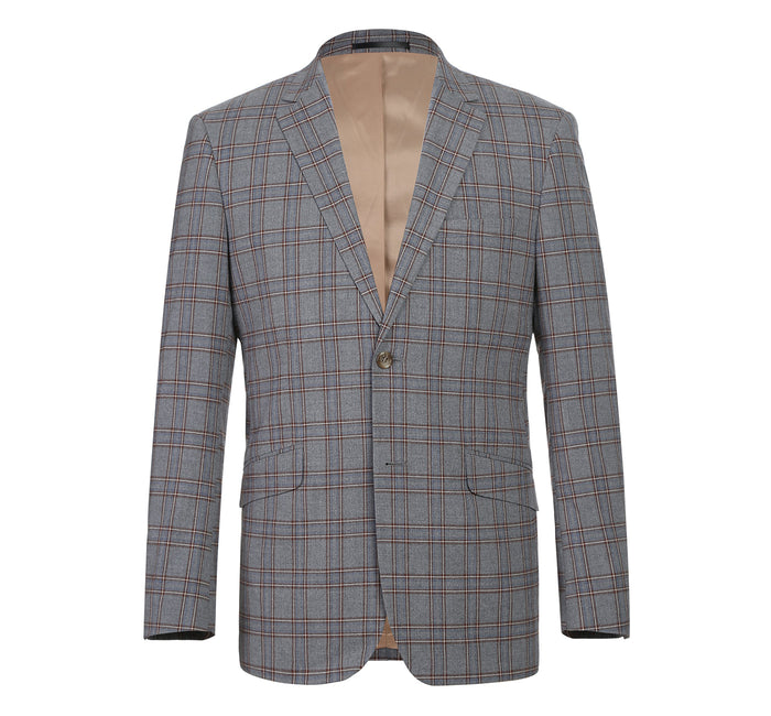 293-7 Men's Two Piece Slim Fit Stretch Windowpane Check Dress Suit - Image 2
