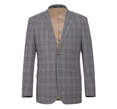 293-7 Men's Two Piece Slim Fit Stretch Windowpane Check Dress Suit - Image 2