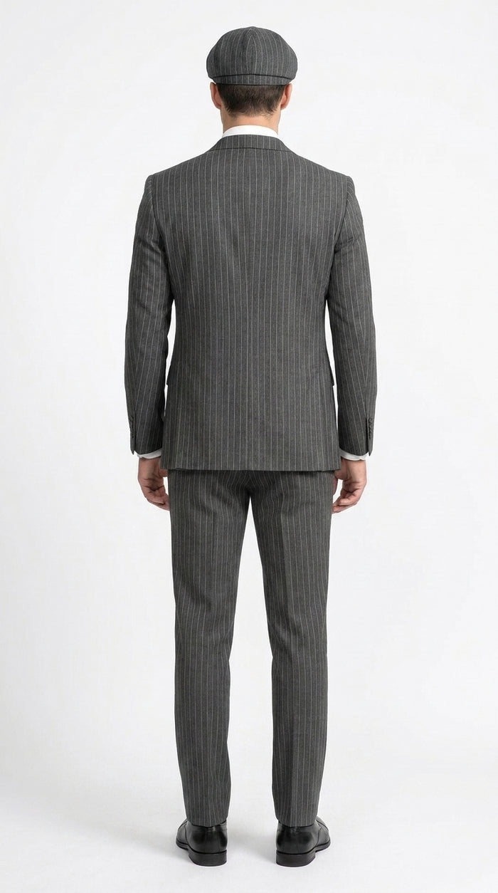 Men’s Thomas Shelby Peaky Blinders Gray Wool Suit Out fit Charcoal Grey Pinstripe 3-Piece  Vintage 1920s Suit  Modern Fit