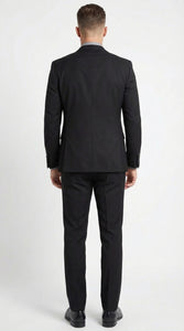 Men’s Black And White Lapel 3 Piece Tuxedo Suit with Silver Gray Satin Lapel | Formal Wedding Prom Suit Set