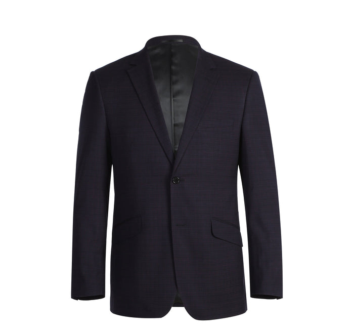 293-13 Men's Classic Fit Single Breasted Black Micro Check Notch Lapel Suits - Image 2