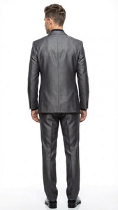 Mens Charcoal Gray Suit With Sheen -  | Shiny Texture Fabric Three Piece Wedding and Party Business - Image 11