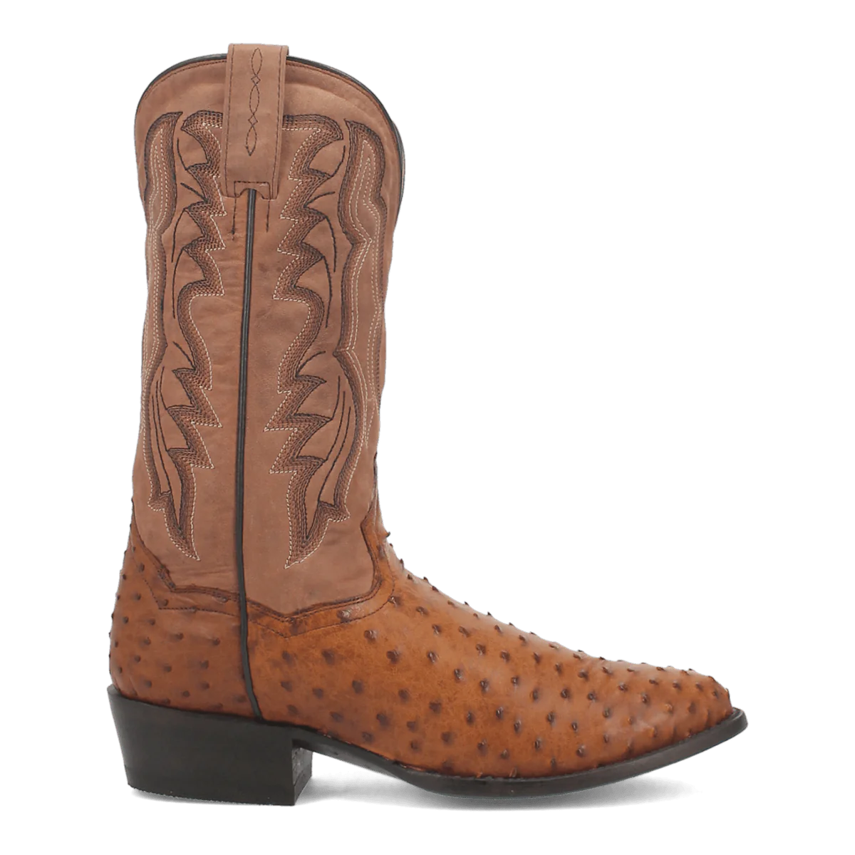 Dan Post Men's Tempe Full Quill Ostrich Round Toe Boots - Saddlebrown - Image 2