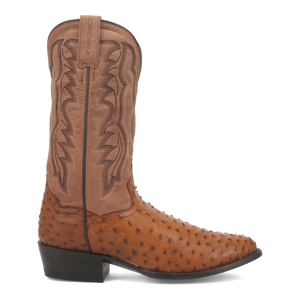 Dan Post Men's Tempe Full Quill Ostrich Round Toe Boots - Saddlebrown