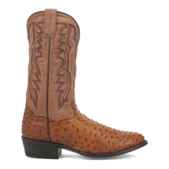 Dan Post Men's Tempe Full Quill Ostrich Round Toe Boots - Saddlebrown - Image 2