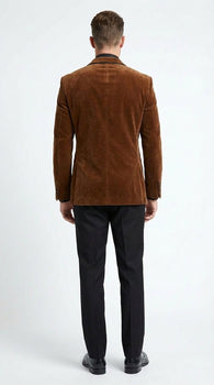 Brown Tuxedo Velvet Blazer for Men | Classic Formal Party and Evening Wear Dinner Jacket - Image 2