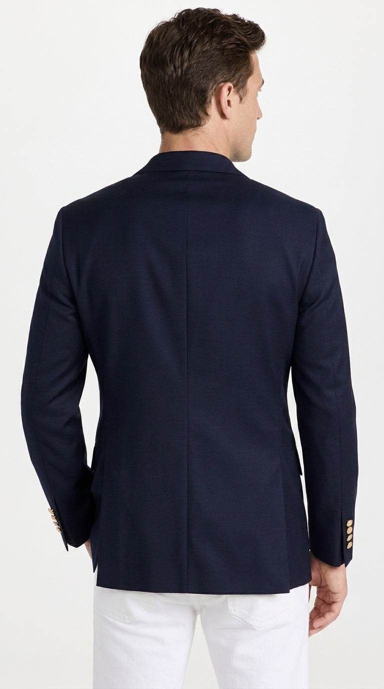 Men’s Navy Blue Club Blazer with Gold Buttons – Ted Lasso Inspired Classic Sport Coat