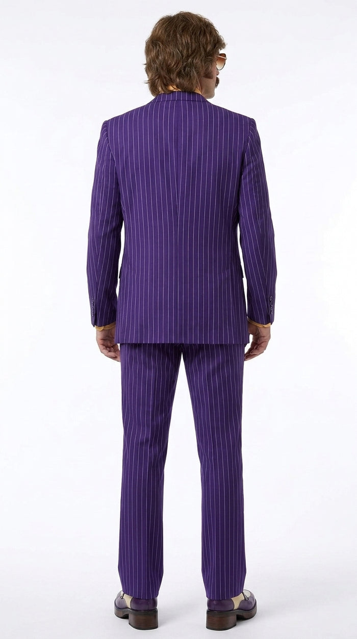 Men’s Purple Pinstripe 3-Piece Suit – 1970s Disco, Pimp, Retro Rockabilly and Party Suit Modern Fit