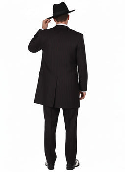 Mens Black and Red Pinstripe Zoot Suit – 1920s Gangster Vintage 3-Piece Suit for Formal, Prom, and Themed Events - Image 2
