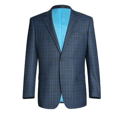 293-6 Men's Two Piece Classic Fit Windowpane Check Dress Suit - Image 2
