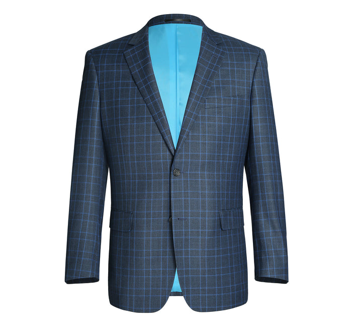 293-6 Men's Two Piece Classic Fit Windowpane Check Dress Suit - Image 2