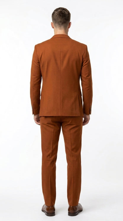 Men’s Burnt Orange Modern Fit Suit – Slim Fit Wedding, Prom and Formal 2-Piece Suit Copper Brick Color