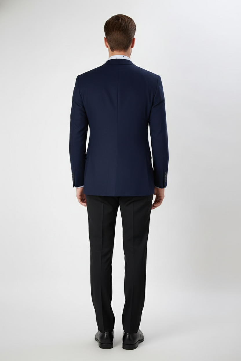 Men’s Navy Blue Double-Breasted Blazer - Suit Jacket – Premium Tailored Fit Formal Wedding and Business Sport Coat