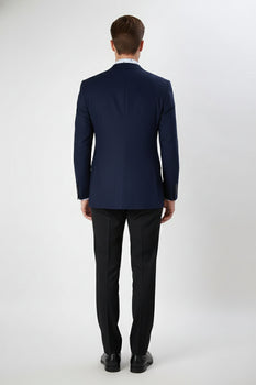 Men’s Navy Blue Double-Breasted Blazer - Suit Jacket – Premium Tailored Fit Formal Wedding and Business Sport Coat