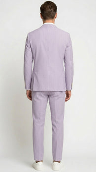 Men’s Lavender Seersucker 2 Piece Suit, Lightweight Summer Blazer and Pants Set for Weddings, Parties, Prom, and summer fabric