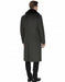 Mens Full Length Olive Overcoat with Black Fur Collar – Luxury Wool Fabric Winter Long Coat in Hunter Green
