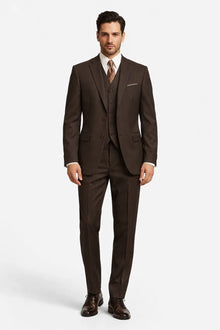 Classic Vested 3 Pieces 2 Button Dark Brown Stripe ~ Pinstripe Men's Suit  Discounted Sale