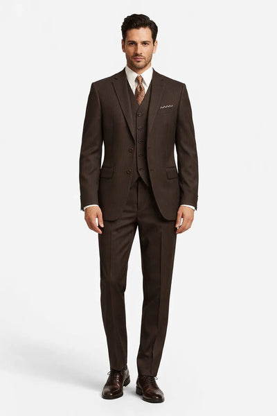 brown dress suit Men's Reda Espresso Brown Wool Suit by StudioSuits