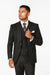 Mens Gangster Pinstripe 2 Button Double Breasted Vest Suit in Black