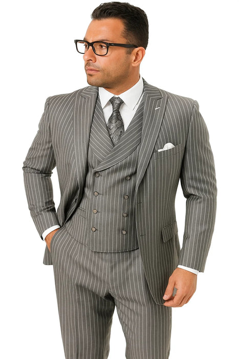 2 Button Double Breasted Vest Suit 