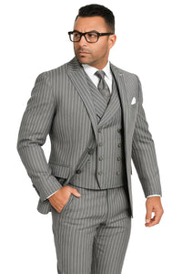  2 Button Double Breasted Vest Suit 