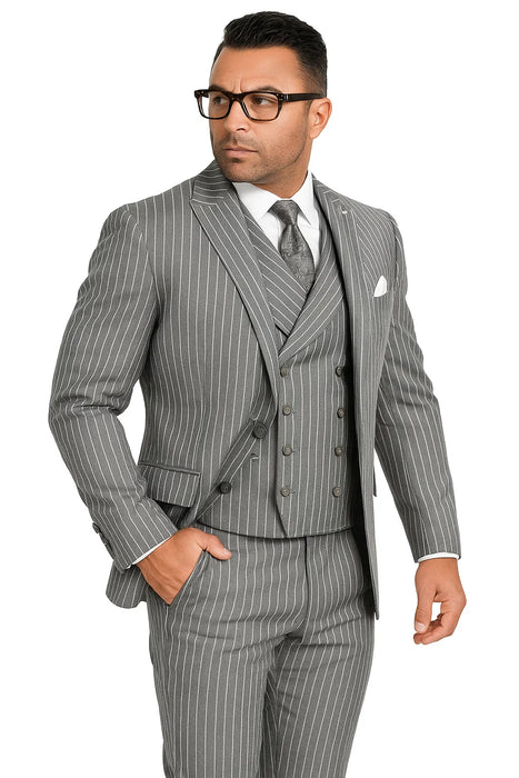  2 Button Double Breasted Vest Suit 