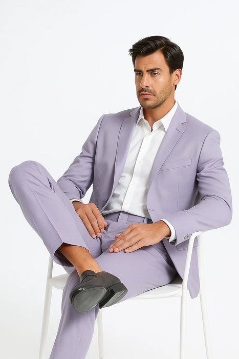 2 Button Men's Lilac Suit