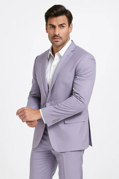 2 Button Men's Lilac Suit