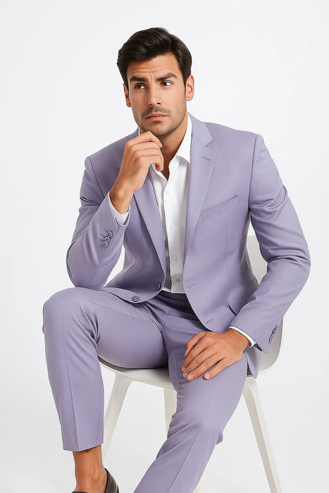 2 Button Men's Lilac Suit