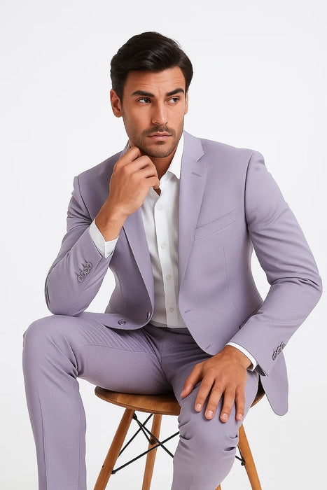 2 Button Men's Lilac Suit