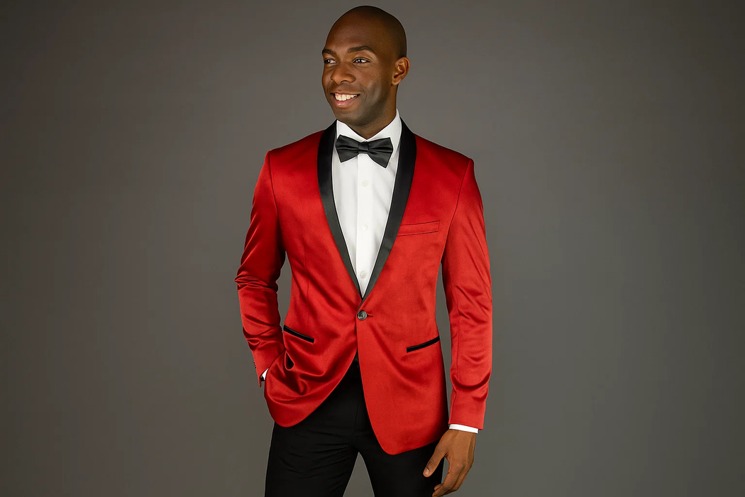 Men'S 2 Button Red Velvet Slim Fit Tuxedo Jacket / Cheap Priced Velour Blazer Jacket For Men Men'S / Tux / Dinner Jacket Looking - Red Tuxedo