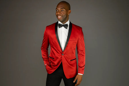 Men'S 2 Button Red Velvet Slim Fit Tuxedo Jacket / Cheap Priced Velour Blazer Jacket For Men Men'S / Tux / Dinner Jacket Looking - Red Tuxedo - Image 2