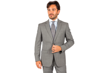 2 Button Slim Fitted Light Grey Subtle Glen Plaid Men's Cheap Priced Business Suits Clearance Sale