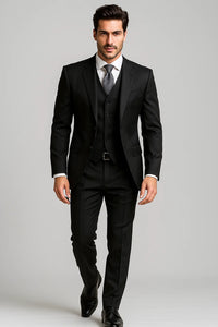 Luxurious Top Quality  Side Vented 2 Button Solid Vested Suits 100% Wool Men's Suits Com - Image 2