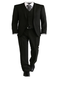 Luxurious Top Quality  Side Vented 2 Button Solid Vested Suits 100% Wool Men's Suits Com
