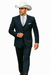 2 Button Vested Satin Trim Lapel Cowboy Tuxedo in Navy