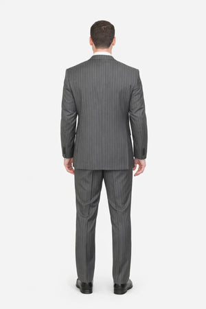 2 Buttons With Vest 3 Pieces Medium Grey PinStripes