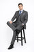 2 Buttons With Vest 3 Pieces Medium Grey PinStripes