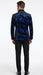 Men’s Black and Royal Blue Patterned Blazer – Paisley Floral Sport Coat Prom Jacket