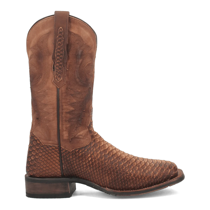 Dan Post Men's KA Python Print Leather Square Toe Boots - Brown