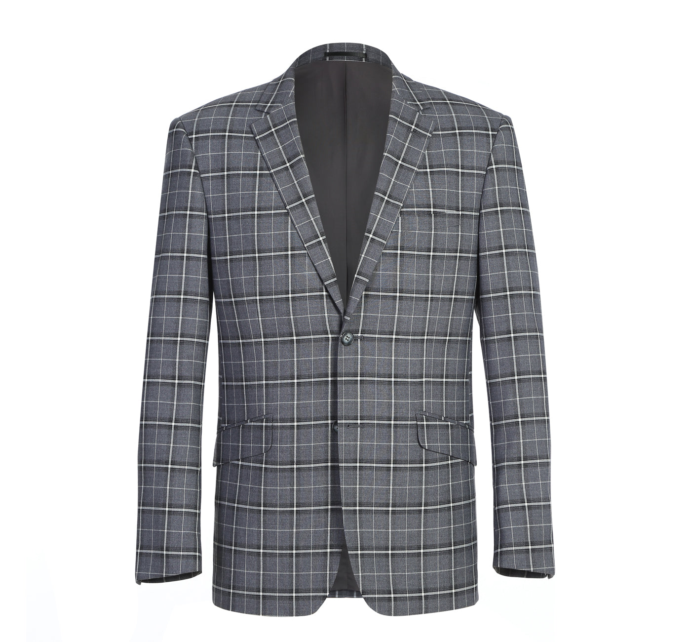 293-14 Men's Classic Fit Single Breasted Grey & White Check Suits - Image 2