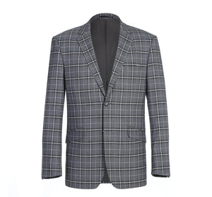 293-14 Men's Classic Fit Single Breasted Grey & White Check Suits - Image 2