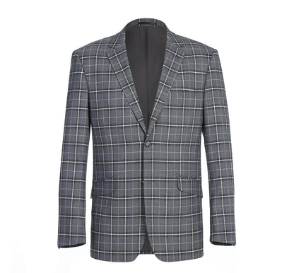 293-14 Men's Classic Fit Single Breasted Grey & White Check Suits - Image 2