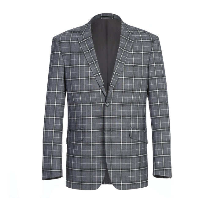 293-14 Men's Classic Fit Single Breasted Grey & White Check Suits - Image 2
