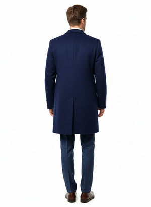 Mens Cobalt Blue Wool and Cashmere Car Coat Overcoat – Classic Winter Topcoat for Indigo Sapphire Color (light Navy Dark Royal) - Image 2