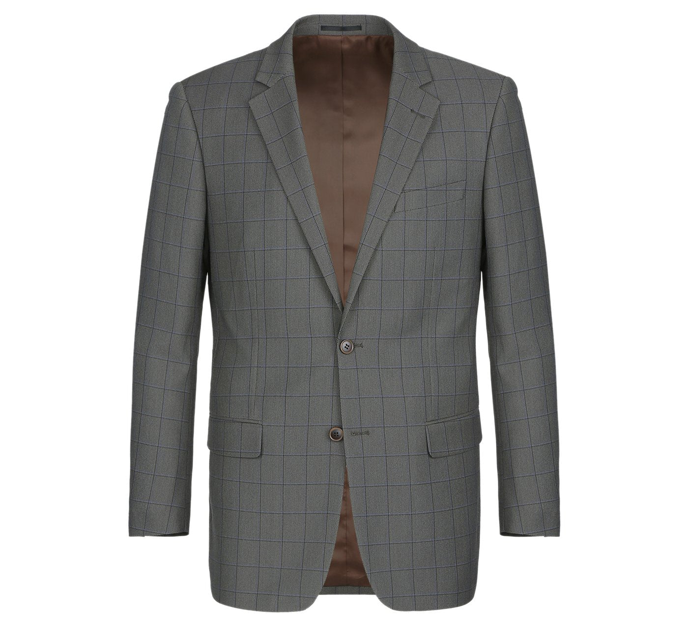292-2 Men's Two Piece Classic Fit Windowpane Check Dress Suit - Image 3