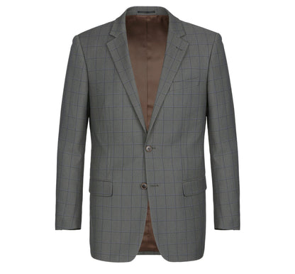 292-2 Men's Two Piece Classic Fit Windowpane Check Dress Suit - Image 3
