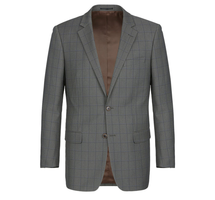 292-2 Men's Two Piece Classic Fit Windowpane Check Dress Suit - Image 3