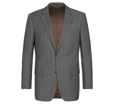 292-2 Men's Two Piece Classic Fit Windowpane Check Dress Suit - Image 3
