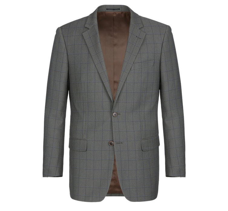 292-2 Men's Two Piece Classic Fit Windowpane Check Dress Suit